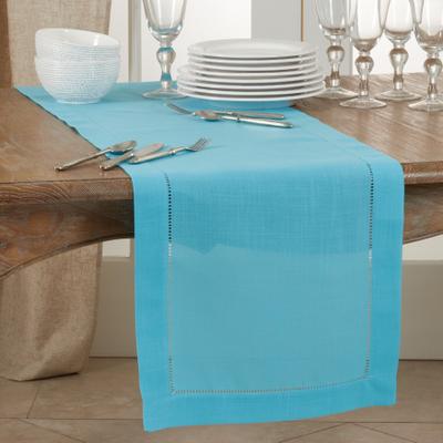 Saro Lifestyle Classic Hemstitch Table Runner - Textured Border Runner for Dining & Formal Entertaining