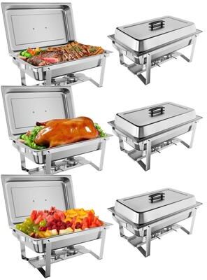 Garvee 8 Qt Chafing Dish for Buffet Set, Stainless Steel Buffet Servers, Silver
