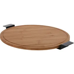 Drehbare Servierplatte aus Bambus, 40x40cm, mit Metallgriff – Praktischer Drehteller, erleichtert das Servieren, komfortabel