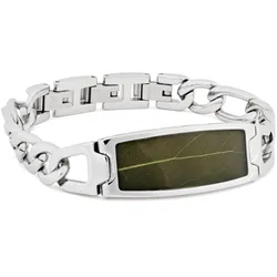 Holzkern Herren-Armband Edelstahl Modulus Blatt Grün/Silberfarben