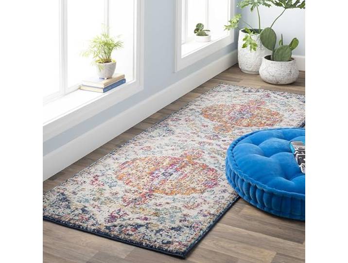Livabliss Munich Asmara Tapis Vintage 80x220 cm – Bleu\, Orange