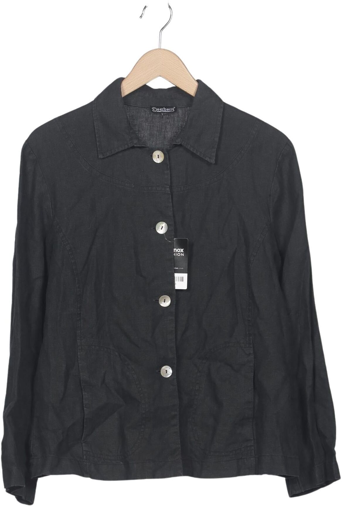 Deerberg Damen Jacke, Schwarz, Gr. L, Leinen - Second Hand