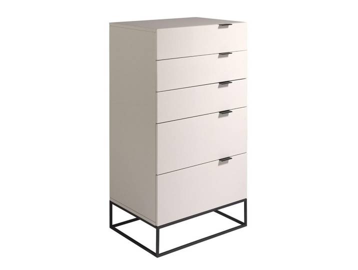 Angel Cerda Chiffonnier Angel Cerdá 7019, graues MDF und schwarzer Stahl, Schwarz, Grau, Metall, Nachbildung,Nussbaum, 5 Schubladen, Rechteckig,Rechteckig, 60x111x45 cm, Kleinmöbel, Kommoden