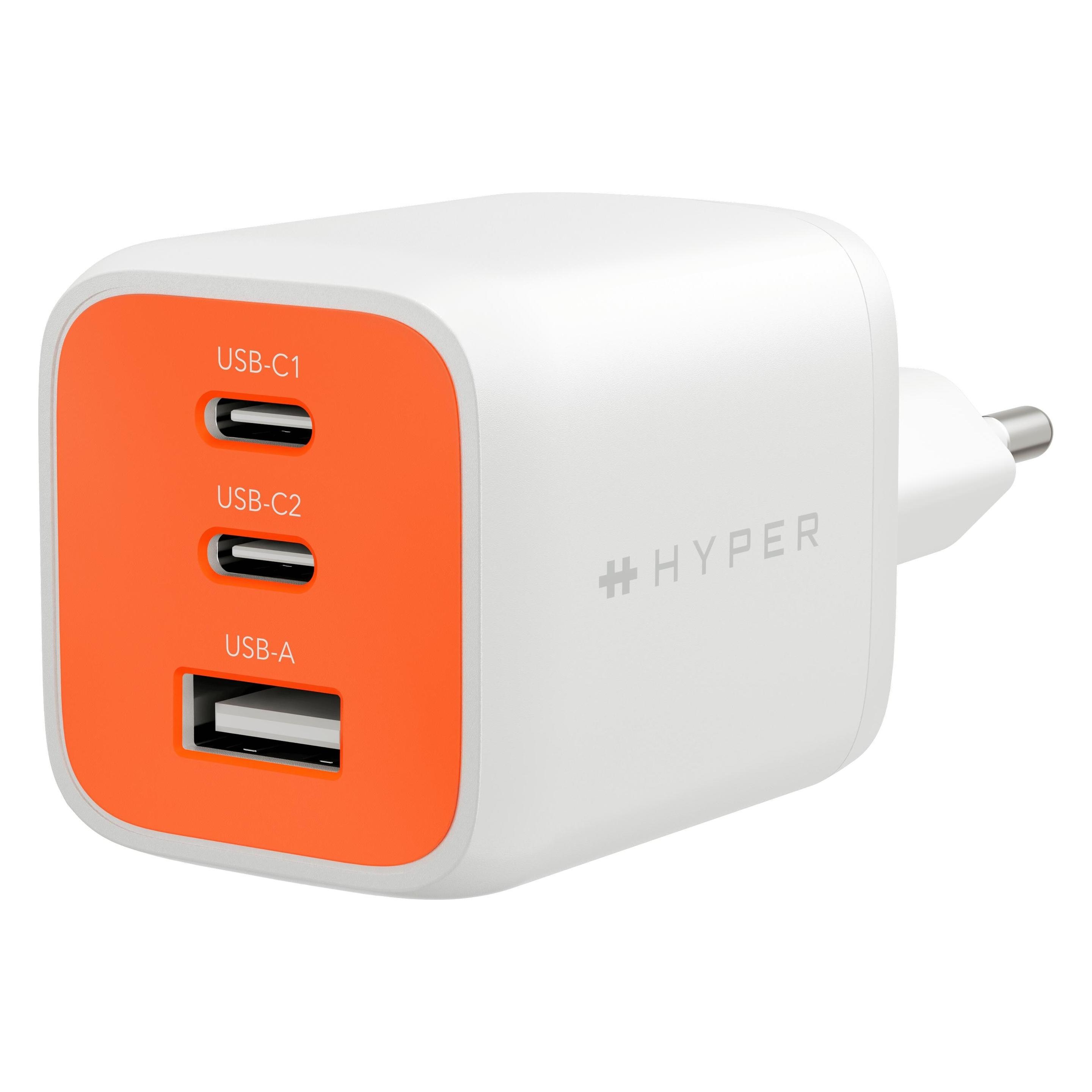 Targus Hyper HyperJuice Flex 65W GaN Charger - Orange (65 W, 3 Ports) (HJ1202OGEU)