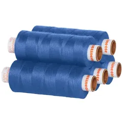 buttinette Universal-Nähgarn, Stärke: 100, 5er-Pack, blau