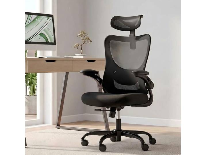 Chaise de Bureau Ergonomique Marsail Support Lombaire Appui-Tête et Accoudoirs Réglables Roues silencieuses Ajustable en hauteur