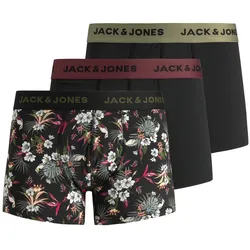Jack & Jones Herren Boxershort JACFLOWER MICROFIBER TRUNKS 3er Pack - Black Black -- Black 12194284 - XL