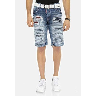 Jeansbermudas CIPO & BAXX "Cipo & Baxx Bermuda & Short", Herren, Gr. 29, N + K Gr, blau, Obermaterial: 100% Baumwolle CO., uni, regular fit, Jeans, mit Reißverschluss, CK219