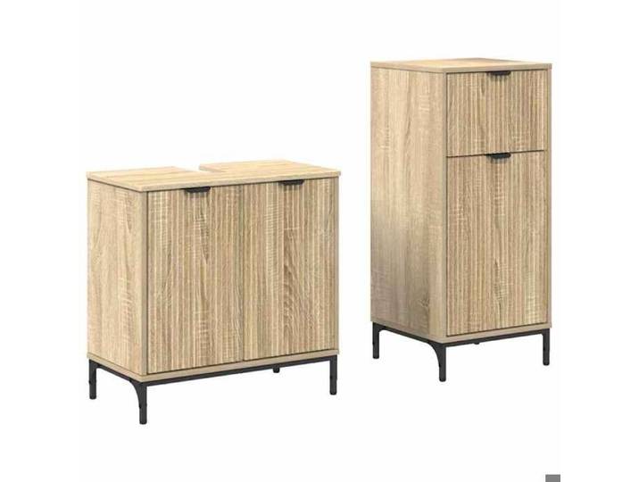Marron Mobilier de bains - Ensemble de mobilier de salle de bain 2 pcs - Chêne Sonoma m2436