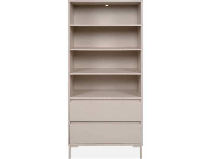 Bibliothèque 2 tiroirs 4 niches beige 78 cm