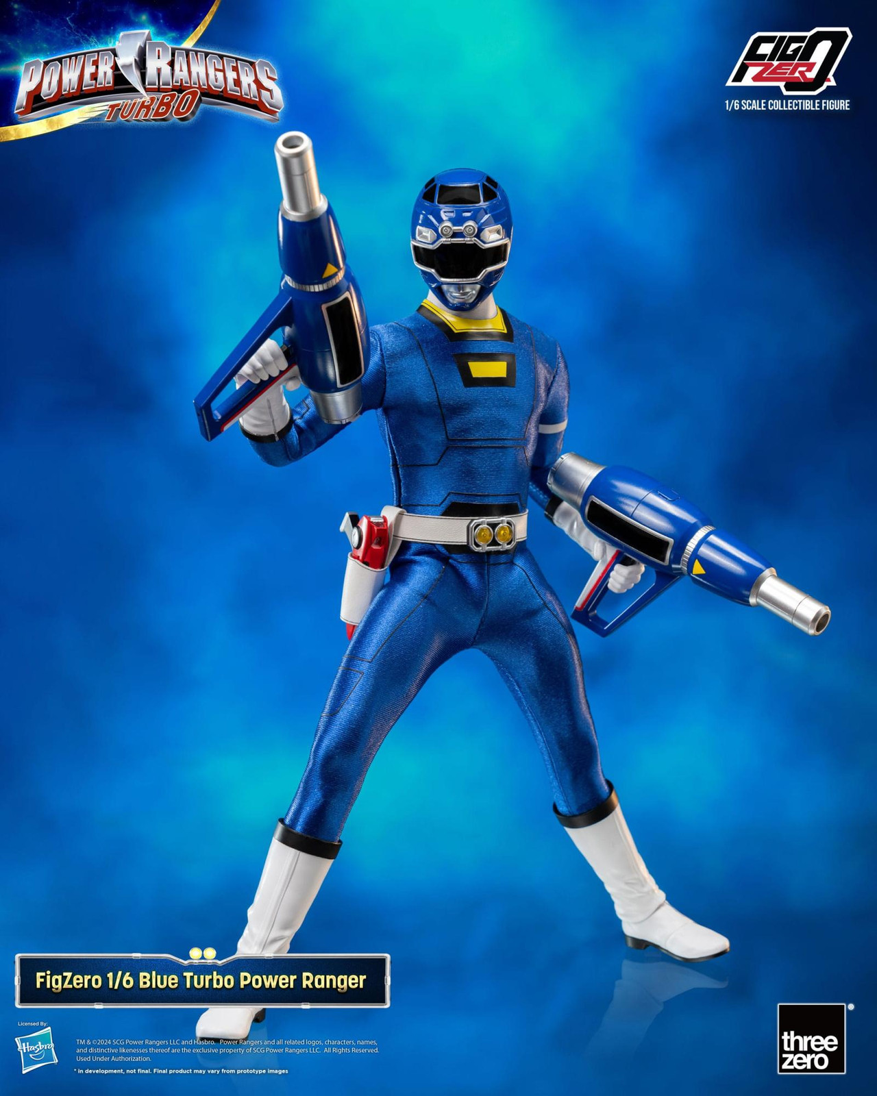 THREEZERO Power Rangers Turbo FigZero Actiefiguur Blauwe Turbo Power Ranger, 30 cm