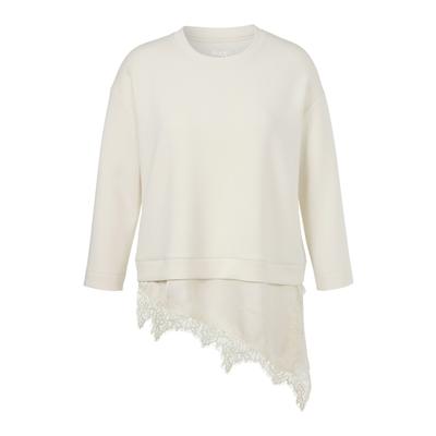 Sweatshirt FRAPP "FRAPP Sweatshirt", Damen, Gr. 52, weiß (butter), Casual, regular fit, Rundhals, Sweatshirts Sweatshirt, Große Größen