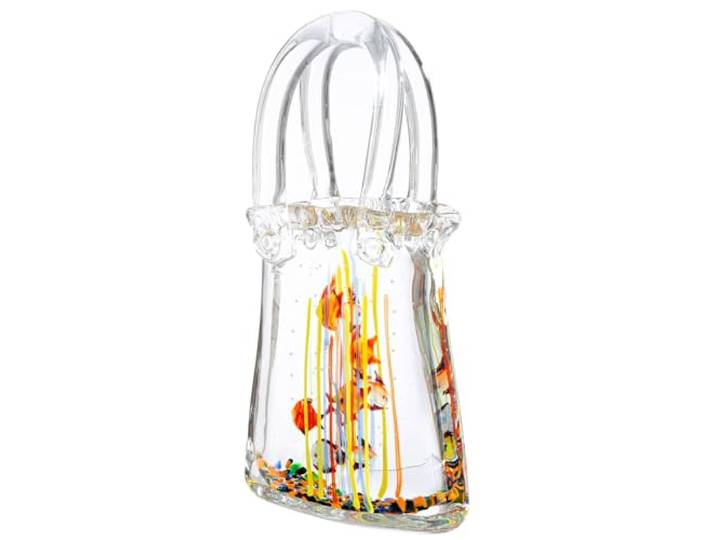 Glas Art Dekoobjekt Skulptur Fische - klar - Höhe 30cm - Glas - Handtaschenform - Dekofigur