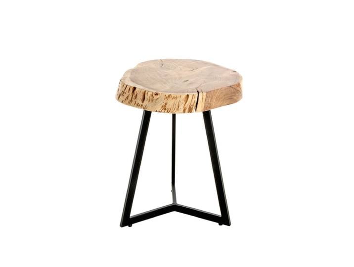 Beistelltisch PATNA Ø 45 cm Massivholz Akazie/schwarz