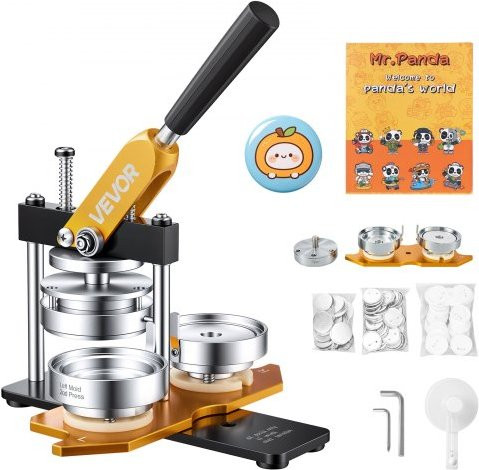 VEVOR Button Machine 75 mm Badge Punch Press Kit voor het maken van badges, speldjes en sleutelhangers, zwart