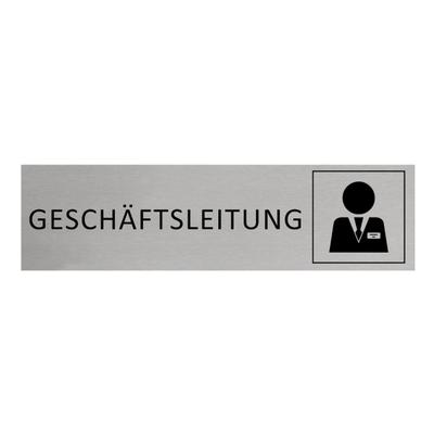 CombiCraft Aluminium Türschild Geschäftsleitung 165x45mm mit 3M-Tape zur Befestigung, einfache Kennzeichnung von Räumen und Bereichen