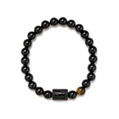 Armband FIRETTI "Schmuck Geschenk Armschmuck Armkette Edelstein Sternzeichen", schwarz (schwarz, schwarz, braun), Armbänder, Damen, 20cm, Steinbock, Silikon Stein, Silikon, Stein, Armband, Made in Germany - mit Onyx und Geburtsstein