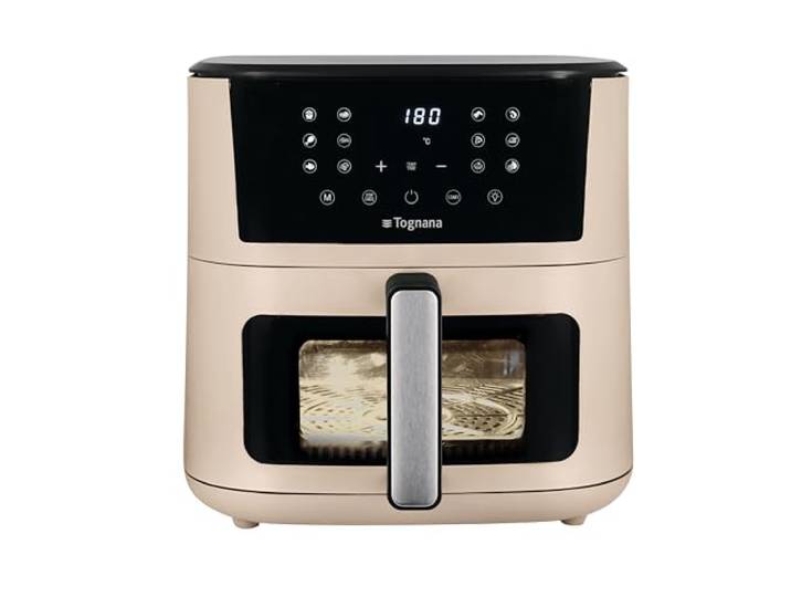 Tognana, Luftfritteuse 10L, Doppelwiderstand, Digitalanzeige, Timer, 80-200°C, Fenster, 2300W, Champagner