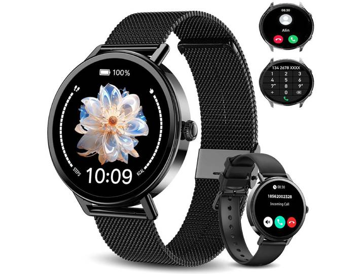 Blackview X30 Montre connectée pour femme, Montre de fitness ronde de 1,26 pouce avec moniteur de fréquence cardiaque, moniteur de sommeil, SpO2, podomètre et suivi d'activité, Étanche IP67 pour le sport, le travail et le quotidien, Android &amp; iOS