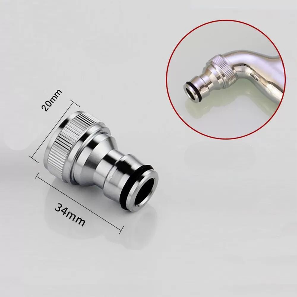 INF Wasserhahn Adapter - G1/2 Innengewinde auf Schlauchanschluss aus Messing Silber