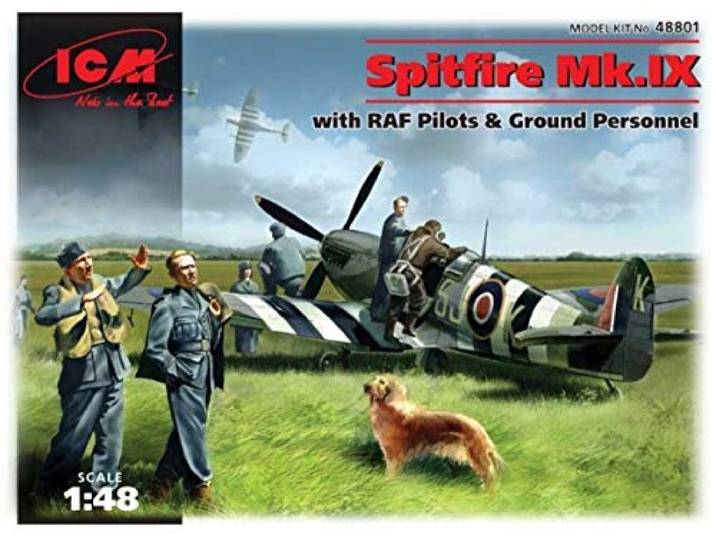 ICM ICM48801 48801 - Spitfire Mk.IX met RAF-pilots en Ground Personnel, zwart