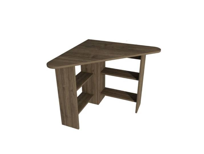 Bureau dangle Bois décor noyer - L80 x H73 8 x P80 cm - Nombreuses étagères - Moderne