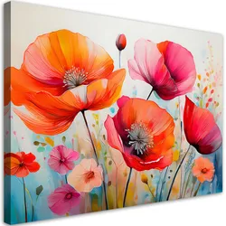 WANDBILD mohnblumen farbig