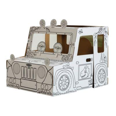 Bankers Box XL DINO-Truck Spielhaus aus Wellpappe, zum Ausmalen, Stecksystem, kinderfreundliche Tinten, FSC-zertifiziert, B 795 x T 977 x H 815 mm, weiß