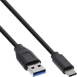 InLine USB 3.2 Gen.1x2 Kabel, USB-C Stecker an A Stecker, schwarz, 0,5m
