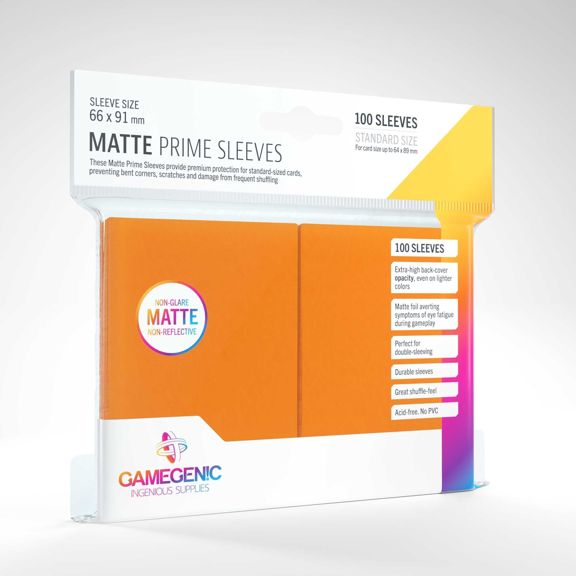 Gamegenic Matte Prime Sleeves Orange (100) for Card Game Accessories, 100 Count, Orange, Matte Finish, Card Protection, Double-Sleeving Compatible