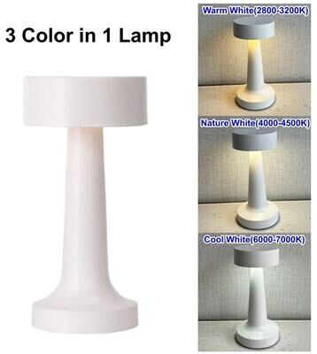 Uplift Picks Rechargeable Metal Touch Table Lamp For Warm Cordless Ambient Mood Lighting white