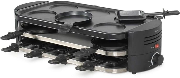 Livoo Appareil à raclette, pizzas et crêpes 8 personnes noir Noir 55x13x24cm
