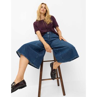 Röhrenjeans BRAX "Style MELLI S", Damen, Gr. 48, Normalgrößen, blau (dunkelblau), Denim/Jeans, 92% Baumwolle, 8% Elastomultiester, Jeans, Denim: Hosenrock im Wide Leg