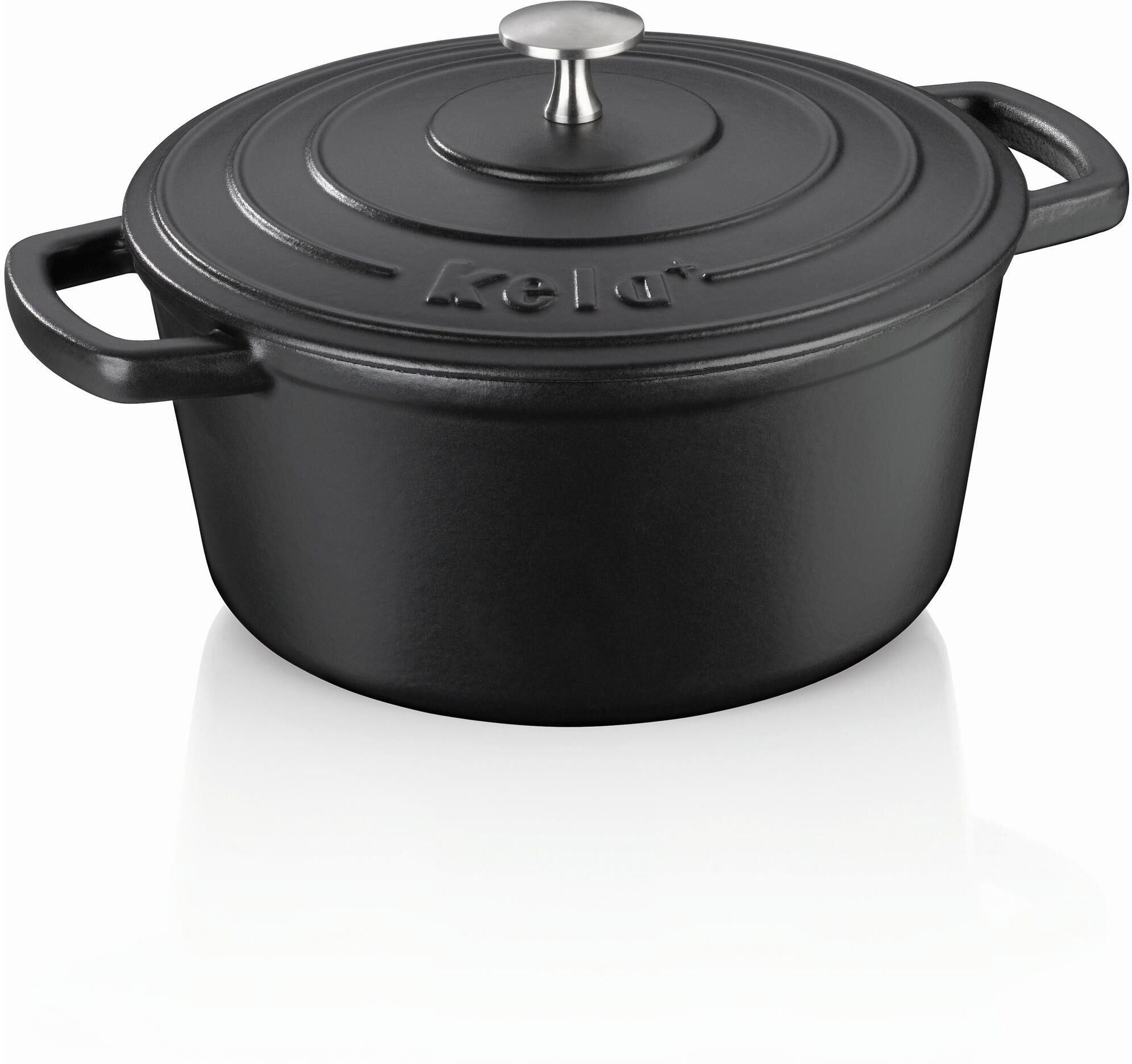 Bräter KELA "Bräter rund 24 cm", schwarz, H:12cm Ø:24cm, Töpfe, Bräter schwarz Ø 24cm + Höhe 12cm