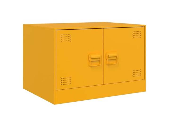 LASWWQMRF Couchtisch Senfgelb Metall 67x50x44 cm mit 2 Türen Robuster Wohnzimmertisch aus kaltgewalztem Stahl in Senfgelb bietet praktischen Stauraum hinter 2 Türen für Ordnung.