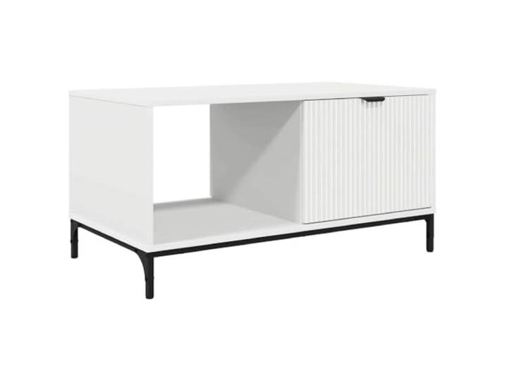 LASWWQMRF Couchtisch Weiß 90 x 49 x 46 cm Holzwerkstoff mit Schublade Praktischer Wohnzimmer Beistelltisch mit Schublade und offenem Ablagefach für Fernbedienung, Bücher und Zeitschriften.
