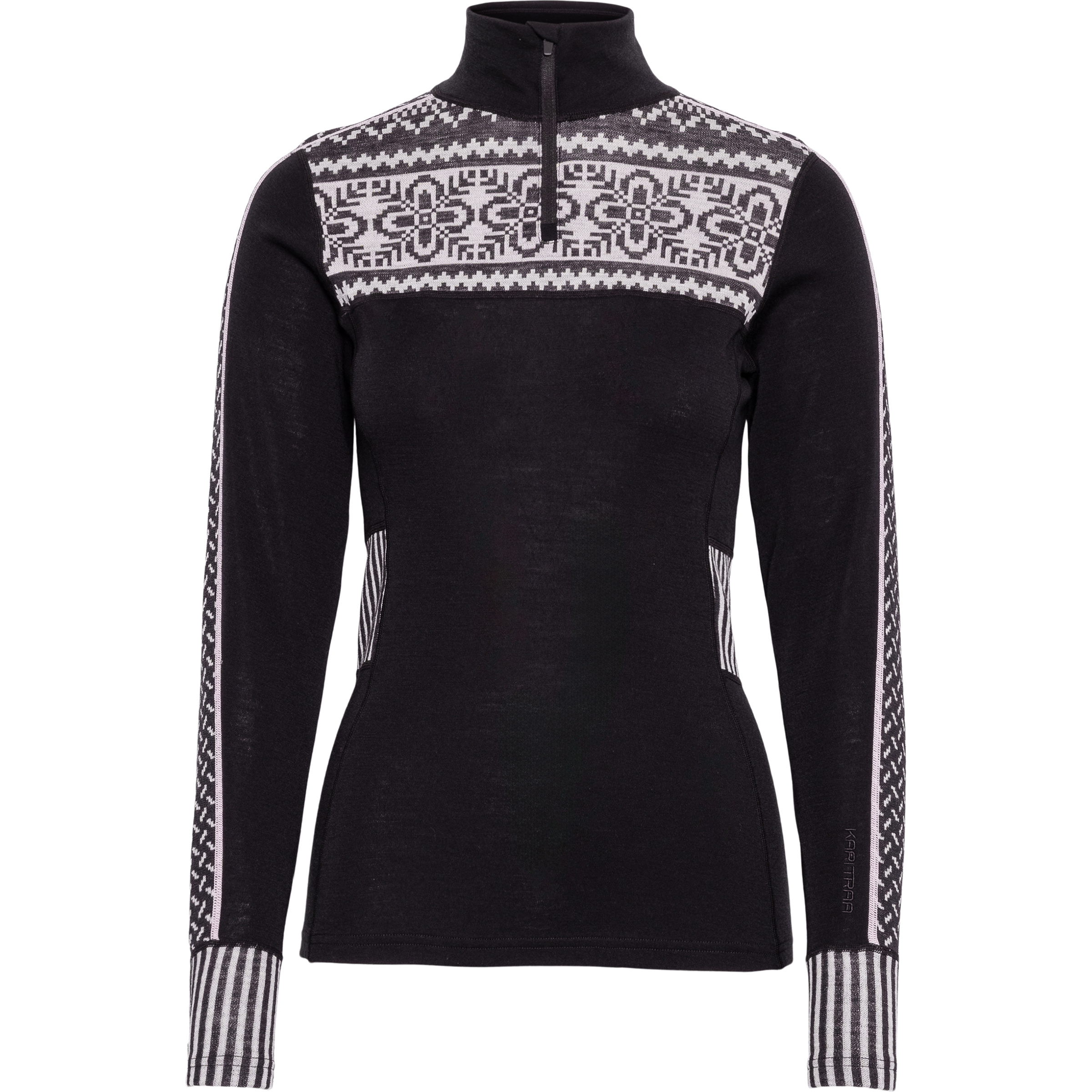 Kari Traa Ines Half Zip Damen Langarm Unterhemden schwarz Größe XS Hautfreundlich Merinowolle