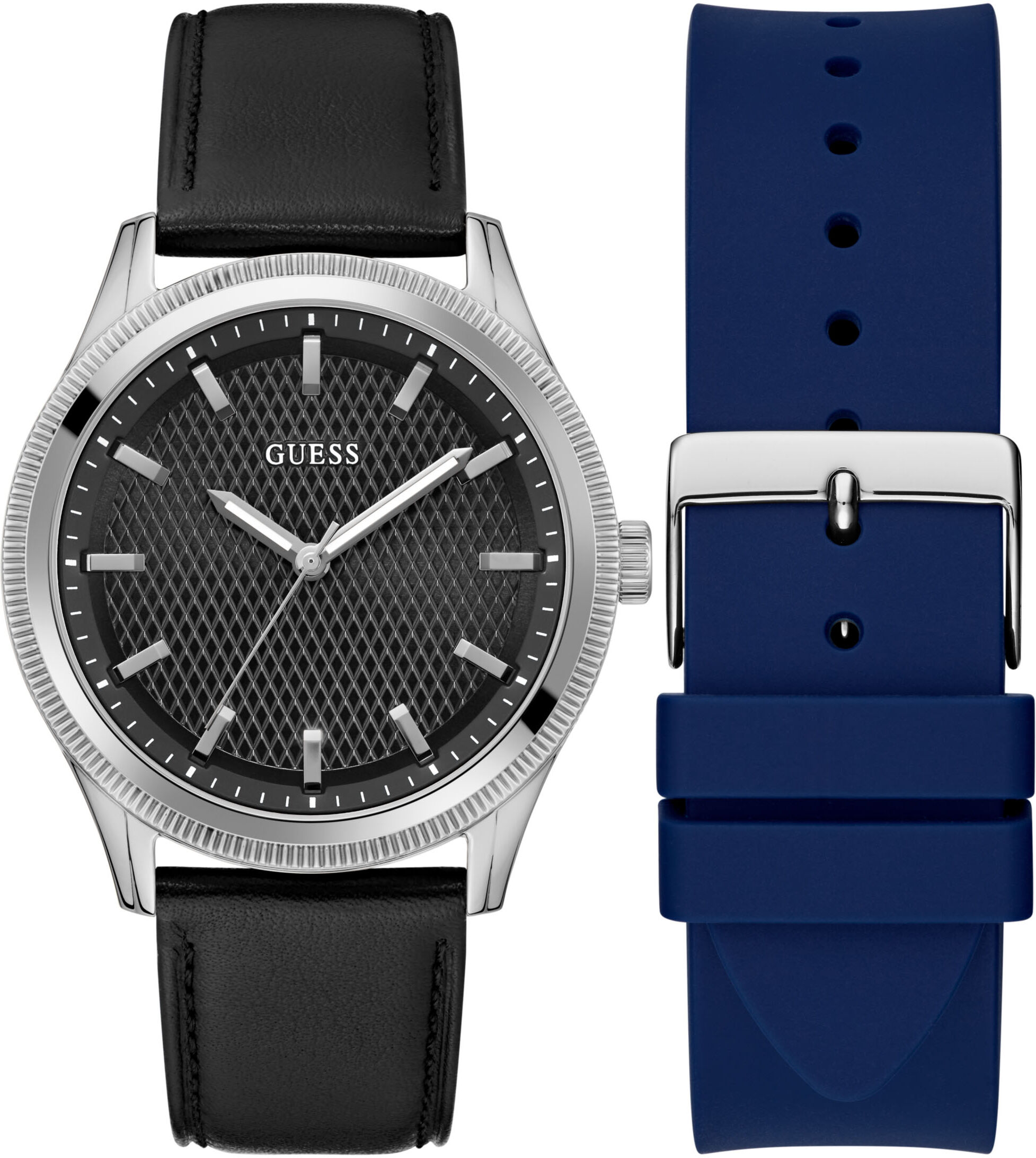 Quarzuhr GUESS "DEX", schwarz, Armbanduhren, Herren, Quarzuhr, Armbanduhr, Herrenuhr, Silikonarmband, Lederarmband, Mineralglas