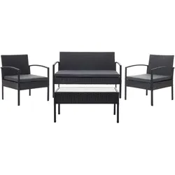 POLY-RATTAN GARNITUR Schwarz, Anthrazit