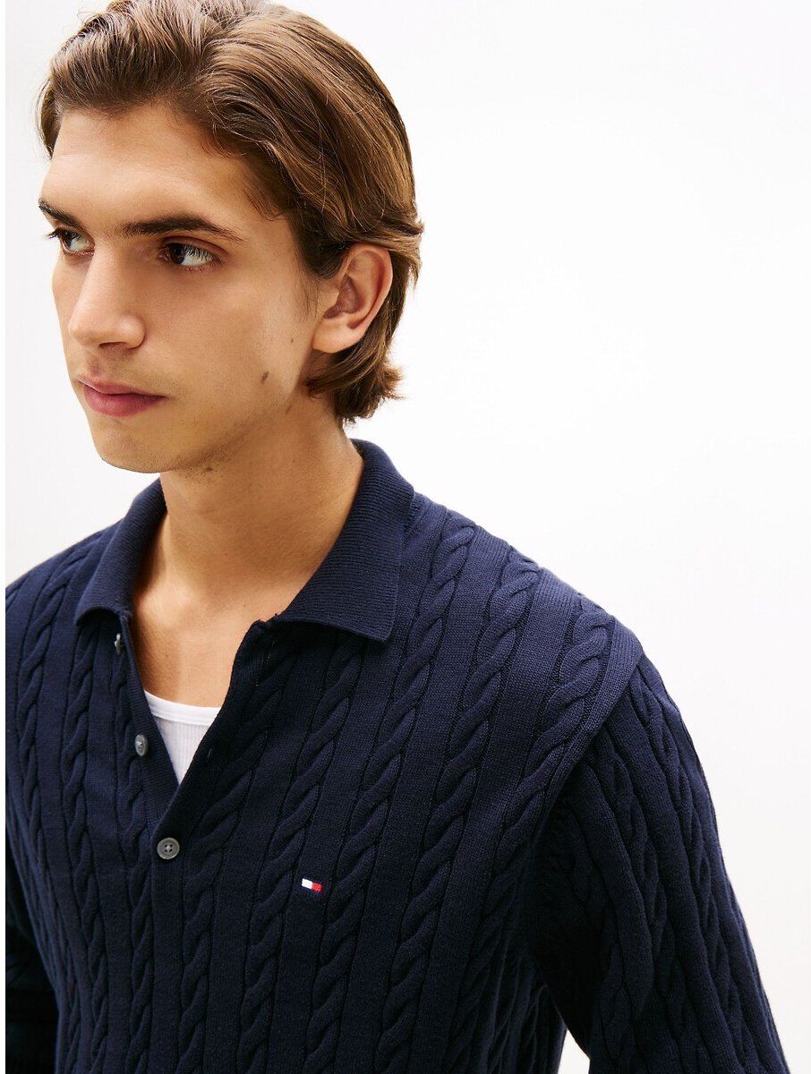TOMMY HILFIGER Pull structuré col chemise boutonné