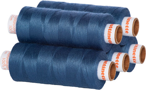 buttinette Universal-Nähgarn, Stärke: 100, 5er-Pack, jeans