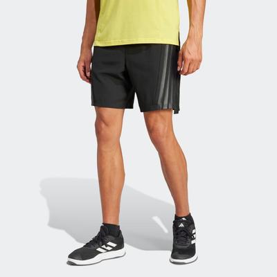 Shorts ADIDAS PERFORMANCE "DESIGNED-FOR-TRAINING 3-STREIFEN", Herren, Gr. XL, Länge 7, schwarz (schwarz, innenbeinlänge ca. 18 cm), Obermaterial: 87% Polyester, 13% Elasthan, Hosen Shorts