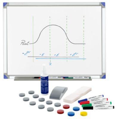 Schäfer Shop Select Whiteboard 90120 emailliert, Alurahmen + Whiteboard-Zubehör-Set Standard GRATIS