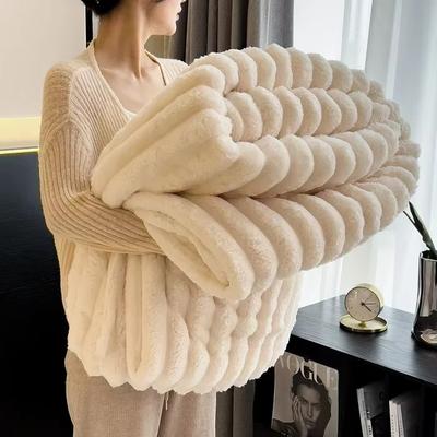 Inspired Finds CozyStripes Thickened Multifunctional Throw Blanket white 39.37x59.06in (about 1.32 Lbs)