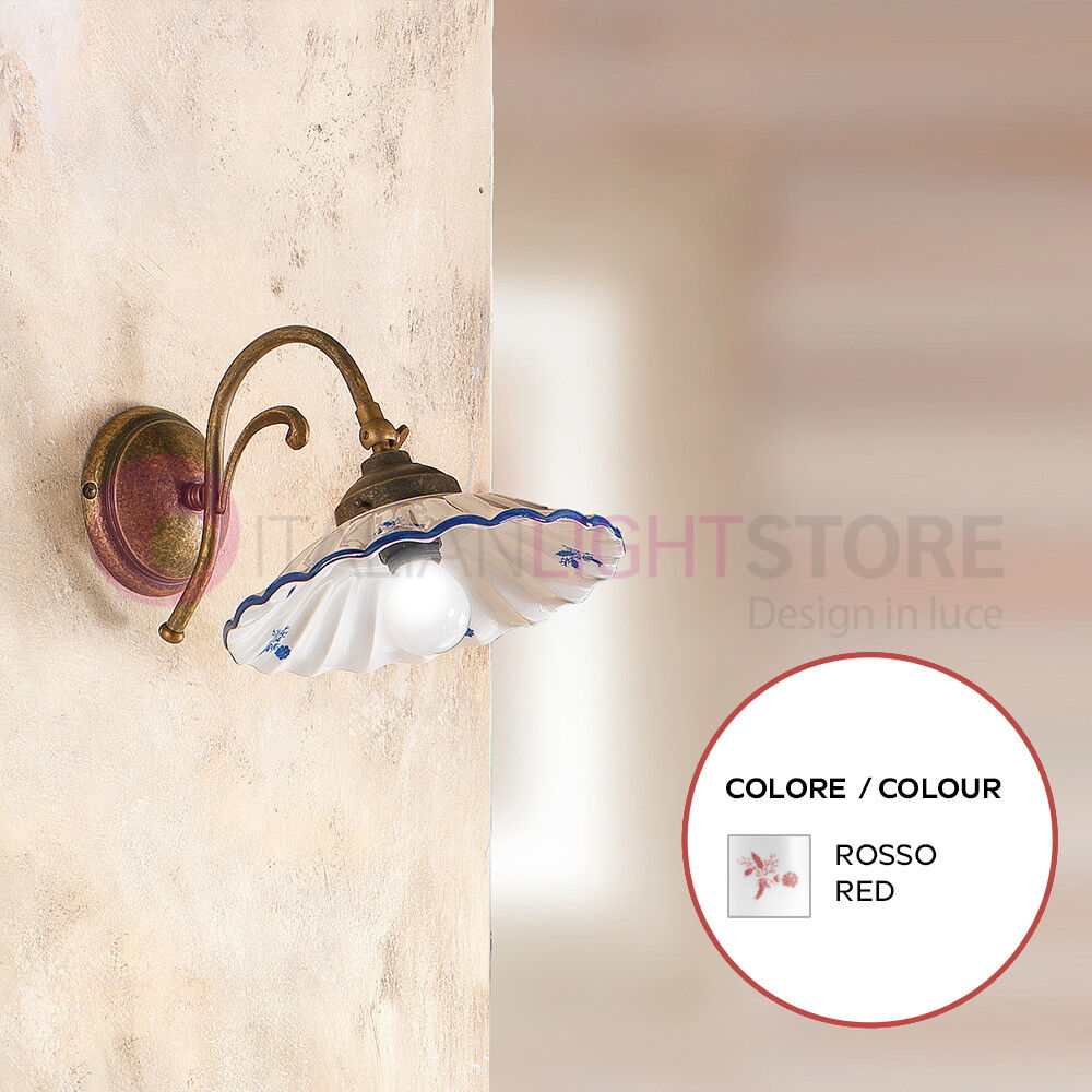 Altopascio Applique Da Parete Ceramica Ottone Rustica Country - Rosso