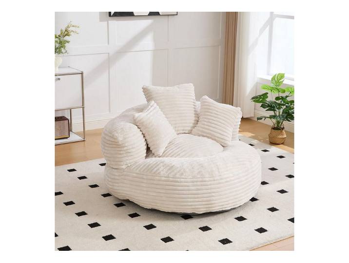LuxusKollektion Sitzsack Sitzsack Lounger 3 Kissen Erwachsene Kinder Indoor Outdoor Beige (1 St)