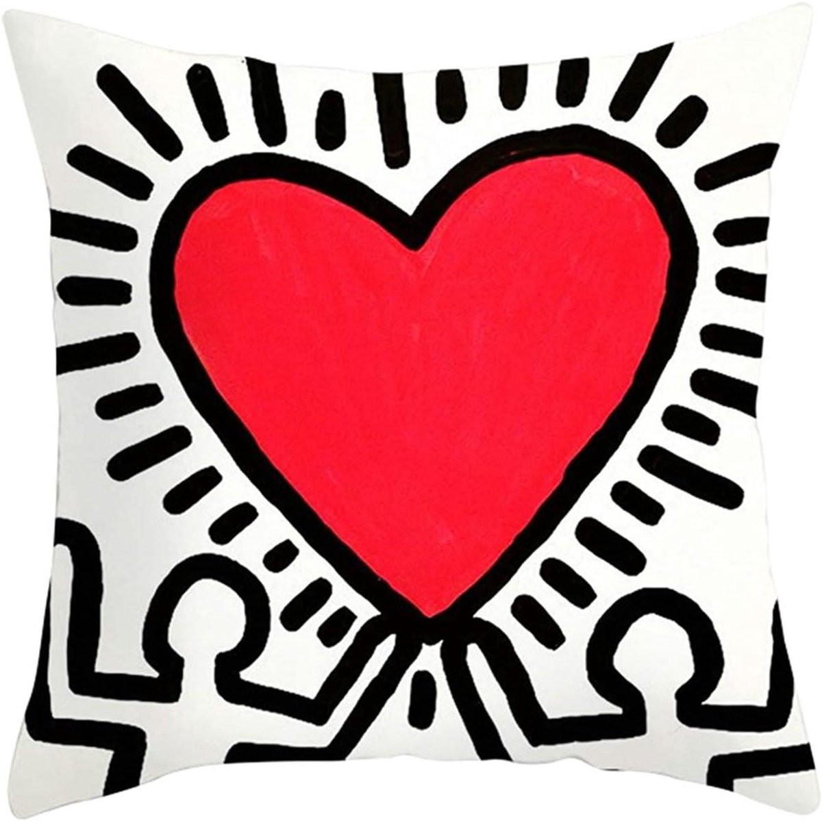 Decoratieve outdoor kussenhoes voor woonkamerdecoratie in rood en zwart, 50 x 50 cm