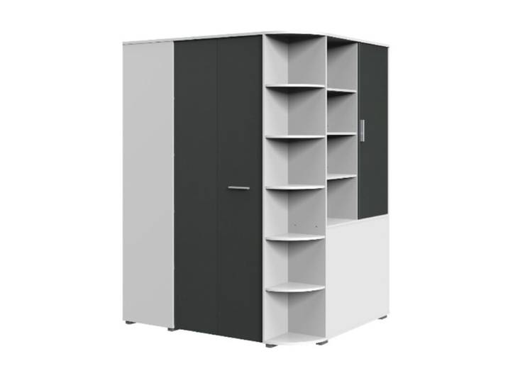 Wimex Joker Eckschrank begehbar - Dekor weiß, Dekor graphit Modern, Zeitlos