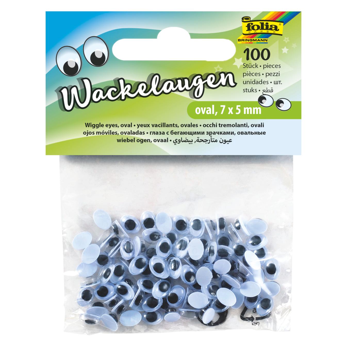 Folia Wackelaugen weiss oval 100 St. (750705)