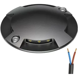 ledscom.de LED Bodenleuchte, Wegmarkierung RUNDA für außen, IP67, 4-flammig, anthrazit, rund, 70mm Ø, warmweiß